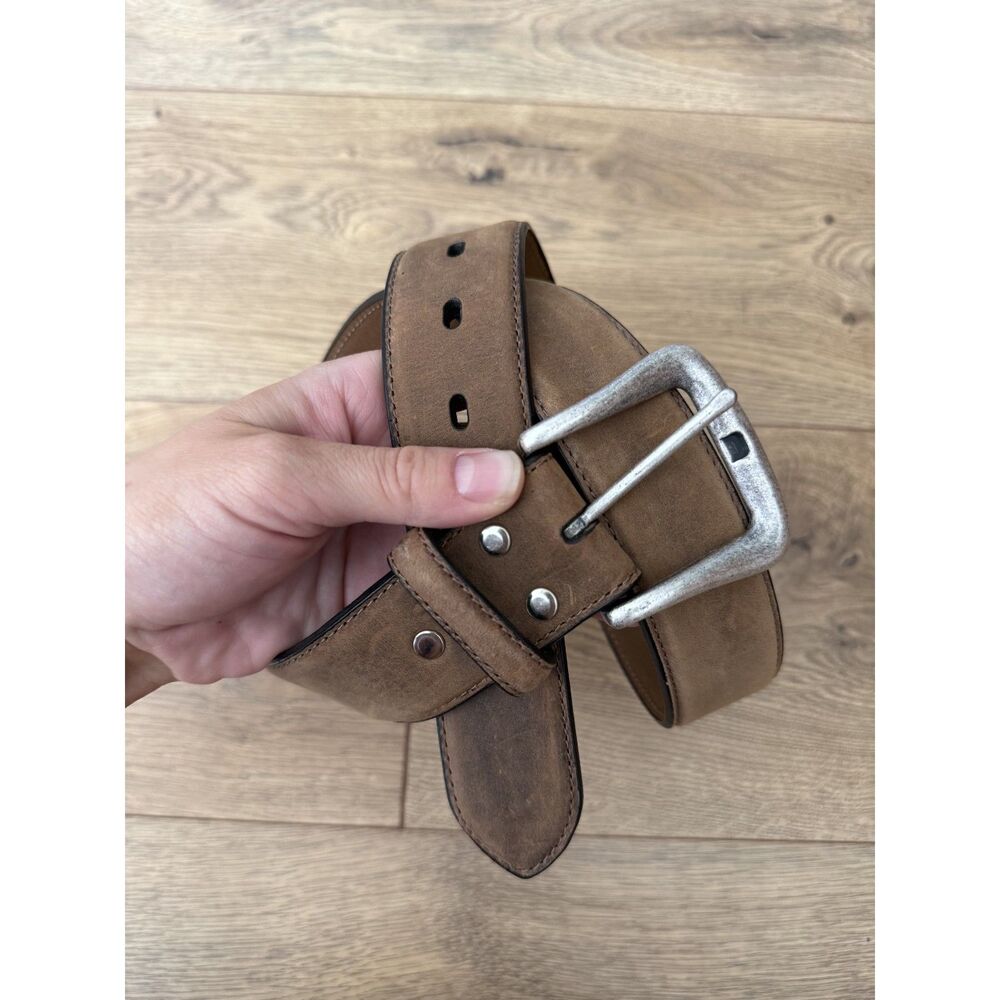 NOCONA 32 Vintage leather brown western belt cowboy rodeo festival Silver Buckle